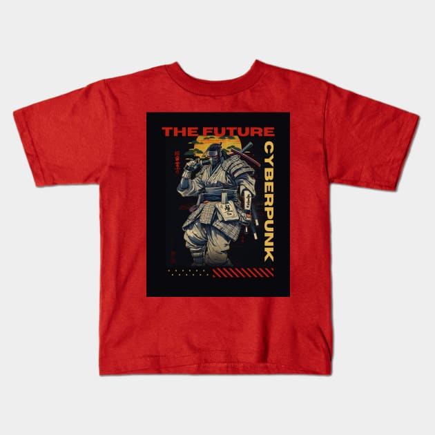 Cyberpunk samurai the future Kids T-Shirt by Tanguarts